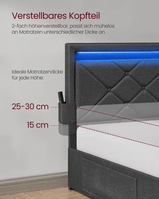 Manželská postel s LED osvetlením RMB828G02