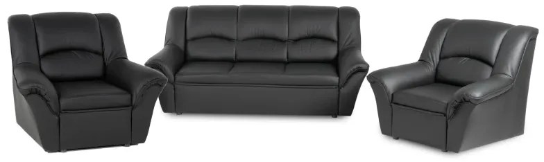 Kožená sedacia súprava DUBAJ LUX 3+1+1, čierna (k-70)