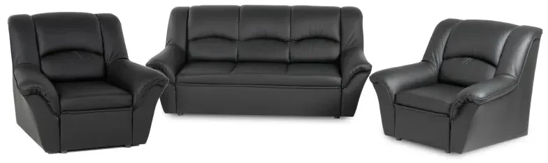 Kožená sedacia súprava DUBAJ LUX 3+1+1, čierna (k-70)