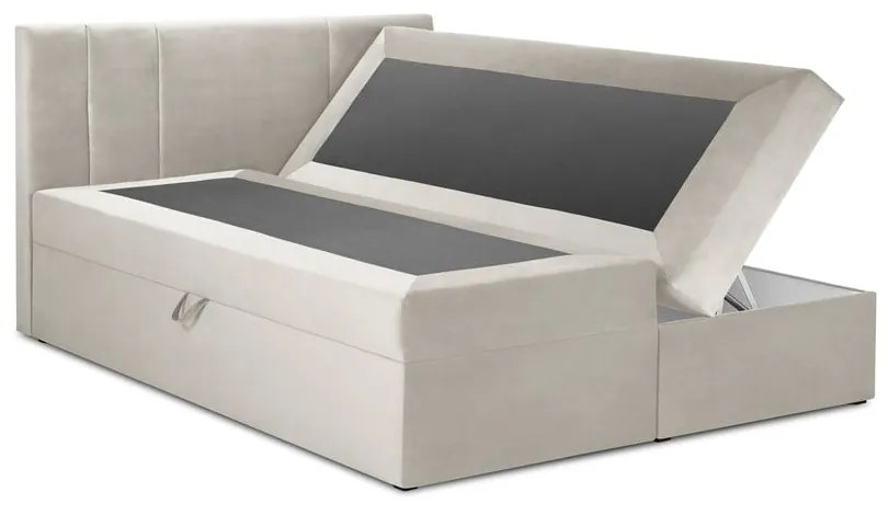 Béžová zamatová dvojlôžková posteľ Mazzini Beds Afra, 160 x 200 cm