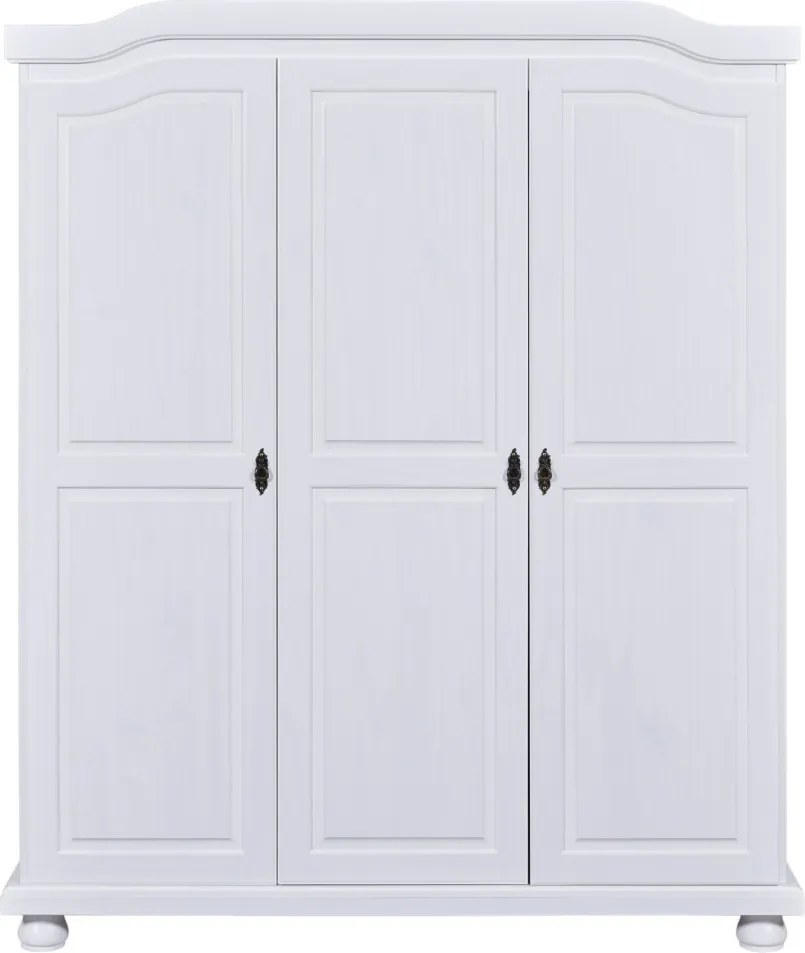 Šatníková skriňa Bastian, bielená borovica