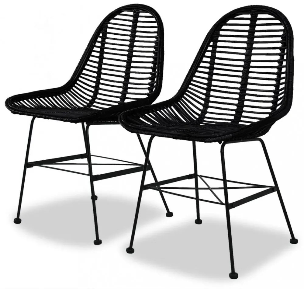 Jedálenská stolička 2 ks prírodný ratan Dekorhome Čierna