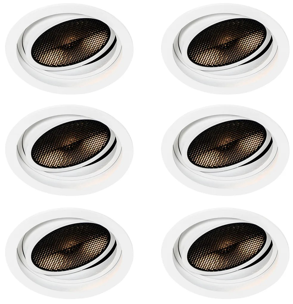 Sada 6 moderných zapustených bodových svetiel biela nastaviteľná - Coop 111 Honey