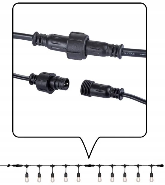 LED záhradná reťaz 5m + 6x LED žiarovka 1W