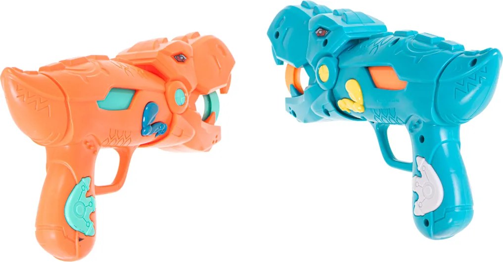 Hra na streľbu na terč KIK Dinosaurus – súprava 2 pištolí a 20 guličiek s LED funkciou