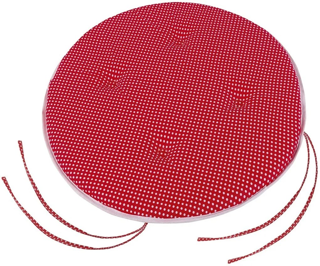 Bellatex Sedák Adéla okrúhly hladký Bodka červená, 40 cm