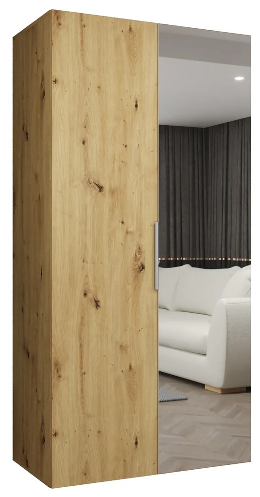 Šatníková skriňa 100 cm Mirabella 2 (dub artisan + kašmír). Akcia -19%. Vlastná spoľahlivá doprava až k Vám domov. 1126392