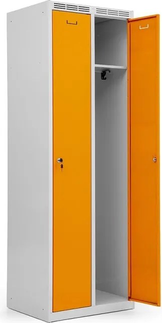 Kovová šatníková skriňa Trestles SS2M 1800x600x500 mm, 2 oddiely, žlté dvere Podnož: sokel, Zámok: otočný