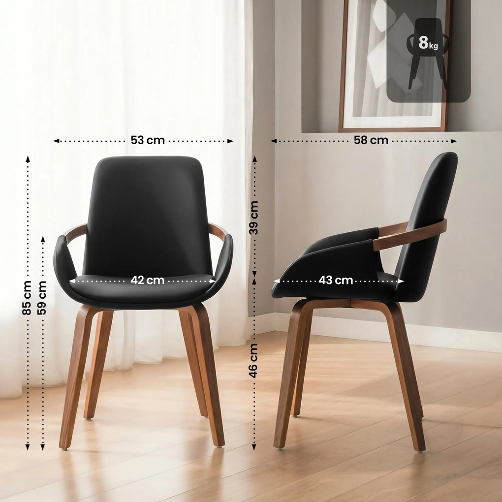 Jedálenská stolička Bertol koženka - orech/čierna