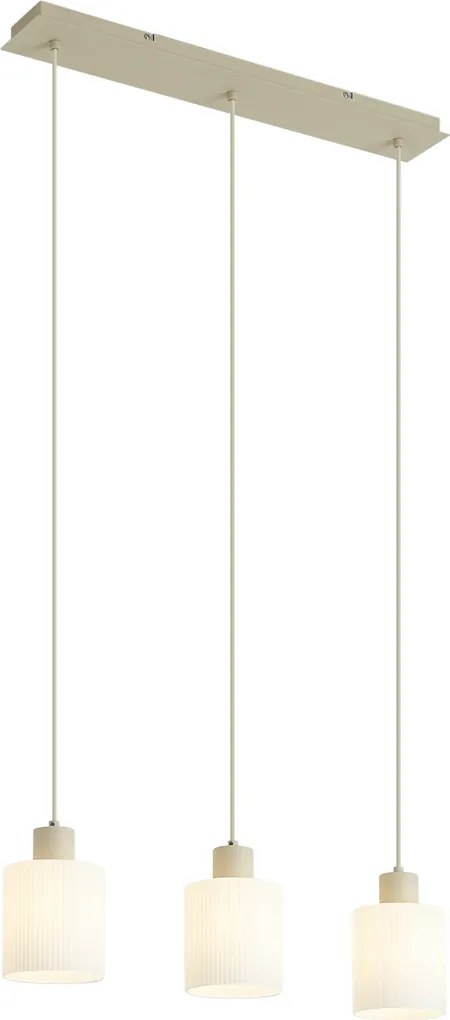Škandinávske závesné svietidlo béžové s bielym sklom 3-svetlá - Wisp