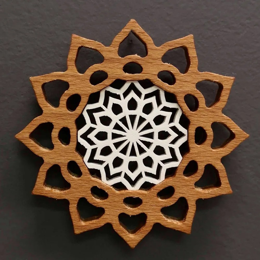 AMADEA Mandala s vkladom na zavesenie, masívne drevo, priemer 10 cm