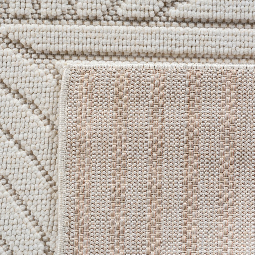 Ayyildiz, Kusový koberec Helix 2201 cream kruh, 120x120, biela, chodba / predsieň