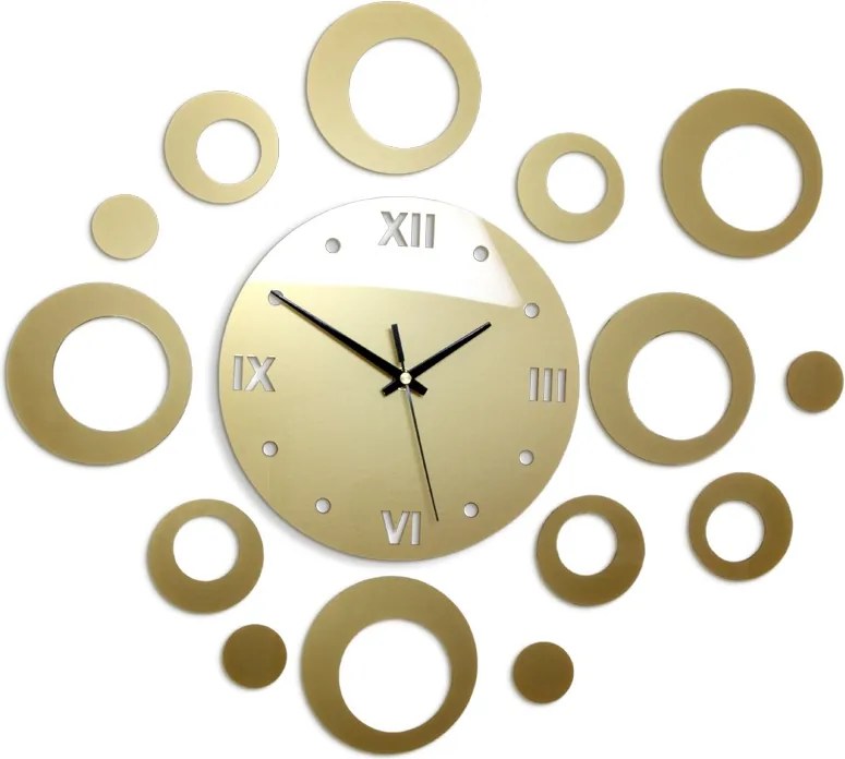 Moderné nástenné hodiny RINGS GOLD gold
