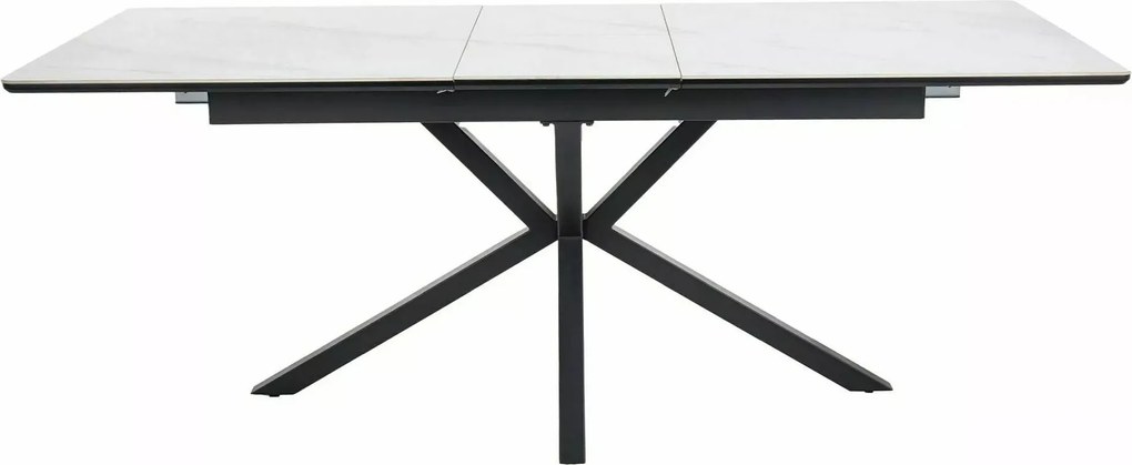 Rozkladací jedálenský stôl Logan 160/200 cm keramika biely mramor/čierny