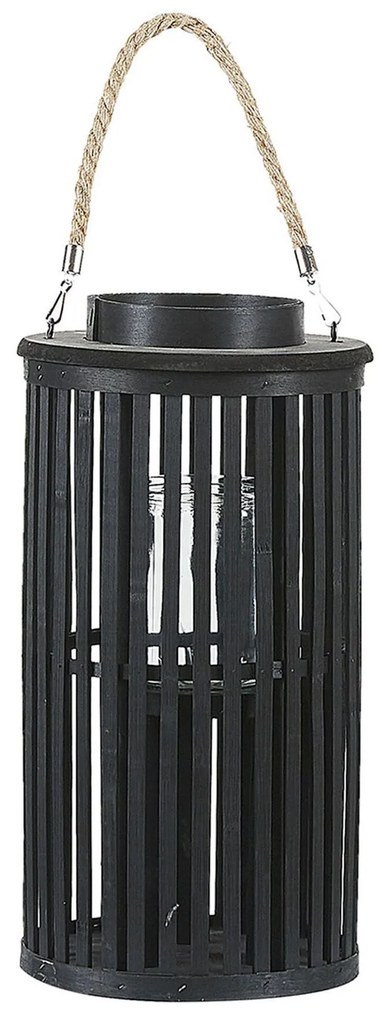 Drevený lampáš na sviečku 40 cm čierny LUZON  Beliani