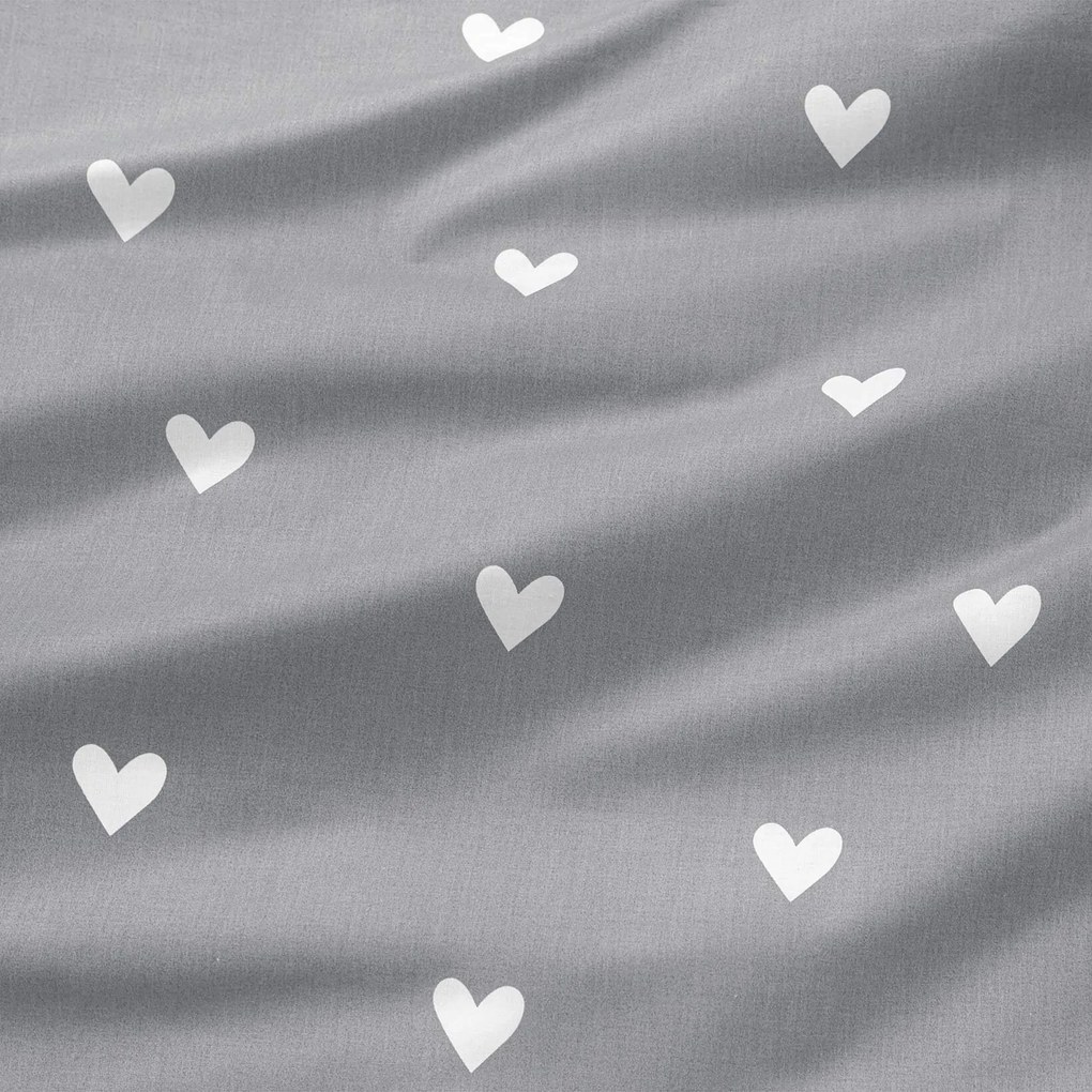 Goldea bavlnená napínacia plachta do detskej postieľky - srdiečka na sivom 60 x 120 cm