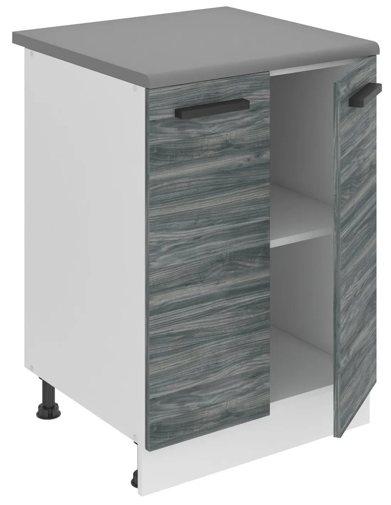 Kuchynská skrinka Belini Premium Full Version spodná 60 cm šedý antracit Glamour Wood s pracovnou doskou