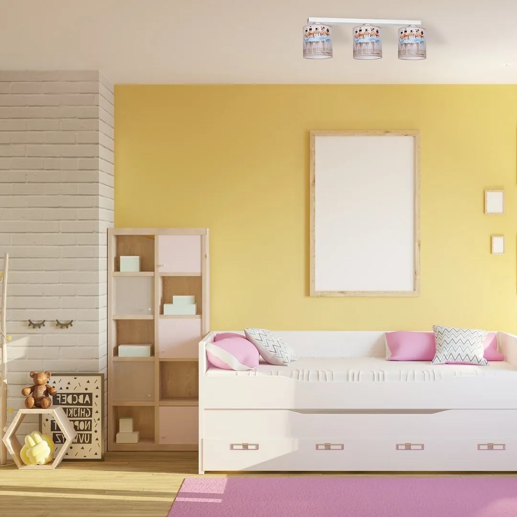 Detské stropné svietidlo Ballerina, 3x plastové tienidlo so vzorom, w