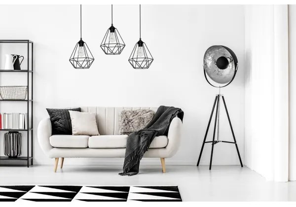 Závesné svietidlo BASKET 3xE27/60W/230V čierna