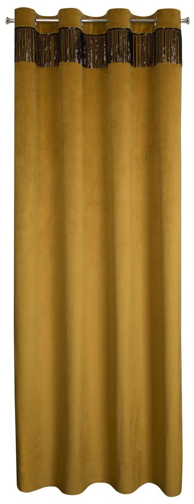 ZATEMŇOVACÍ ZÁVES NA KRÚŽKOCH JASPIS 140X250 CM ZLATÁ