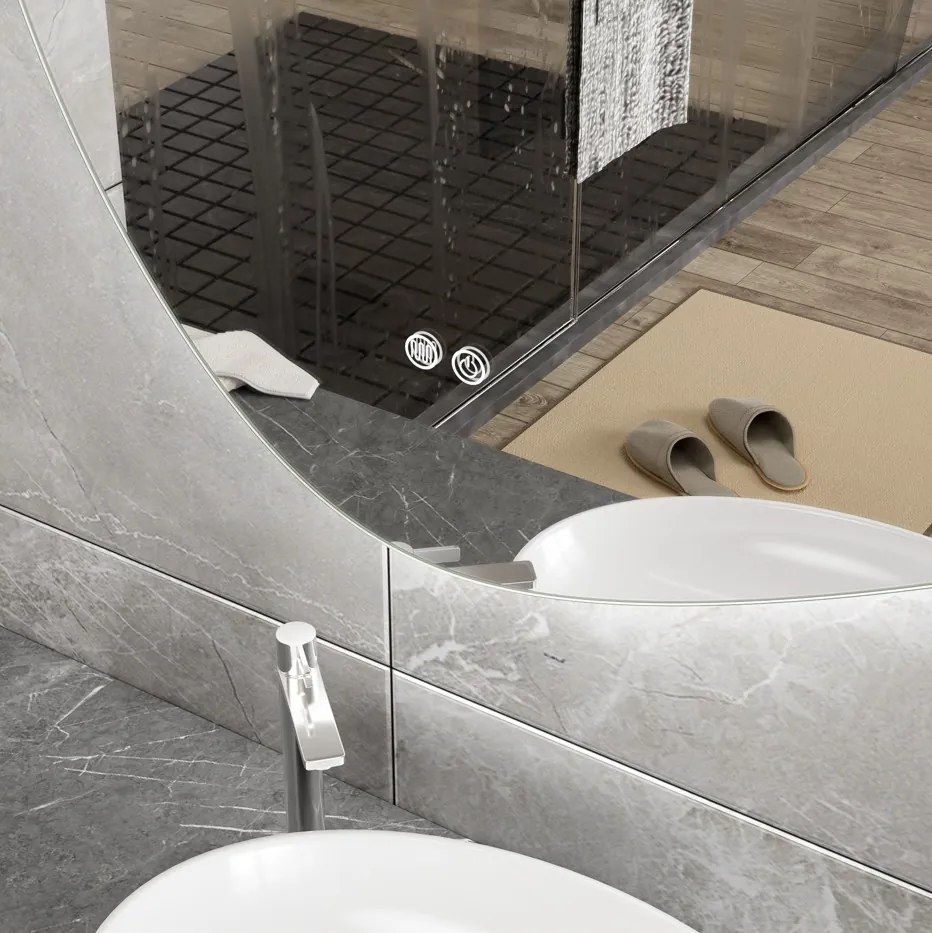 Erga Amelia, asymetrické LED zrkadlo 100x70 cm, 3630 lm, 3 farby svetla, zadné osvetlenie, ERG-V01-407-1070-00