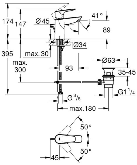 GROHE 24196001 - Umývadlová batéria START veľkosť S lesklý chróm