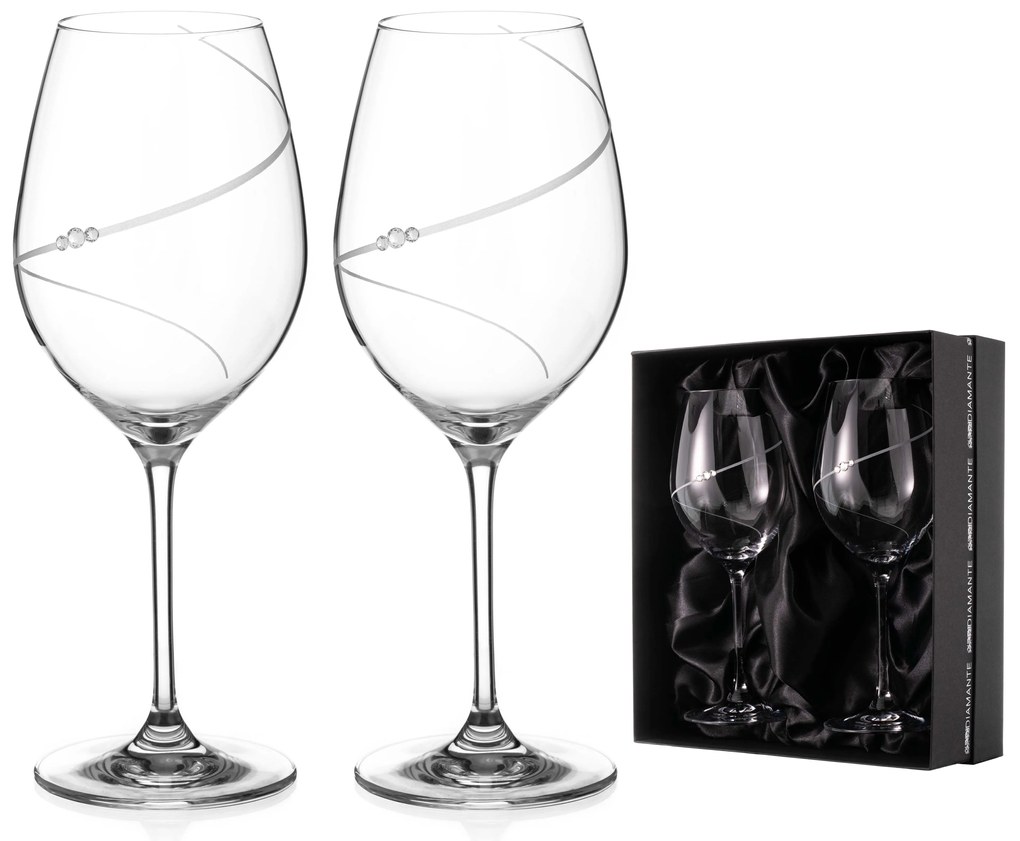 Dekorant Svadobné poháre na červené víno Silhouette City s kamínky Swarovski 470 ml 2KS