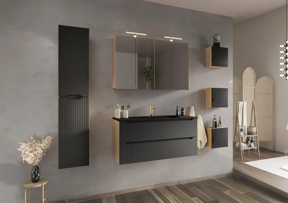 Skrinka pod umývadlo Casad 100 cm čierna/dub wotan