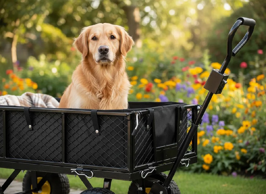 Garden Line ZÁHRADNÝ VOZÍK S DVOJITOU FUNKCIOU, ČIERNY