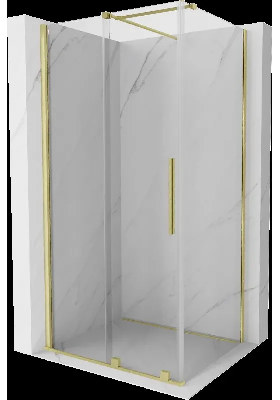 Mexen Velar sprchová kabína, posuvné dvere 110 x 120 cm, Priehľadné, Zlatá kefovaná- 871-110-120-01-55