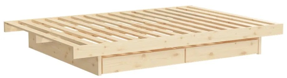 Jednolôžková posteľ z borovicového dreva s úložným priestorom s roštom 120x200 cm v prírodnej farbe Kanso – Karup Design