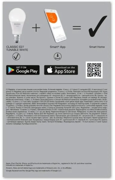 SADA 3x LED Stmievateľná žiarovka SMART+ E27/9W/230V 2700K-6500K - Ledvance