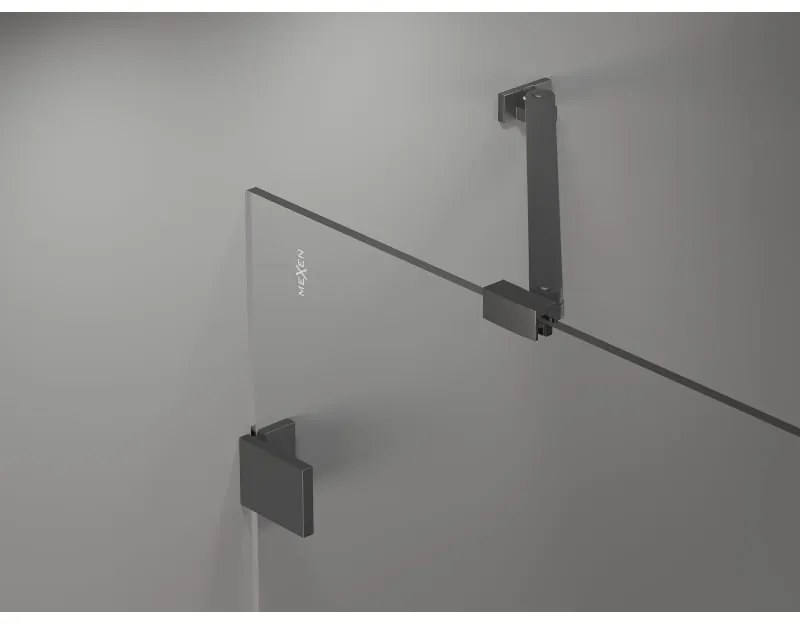 Mexen Lunar-F, 1-krídlový sprchový kút so skladacími dverami, pravý, 95 x 90 cm, 8mm číre sklo, grafitový profil, 836-095-090-95-00-P
