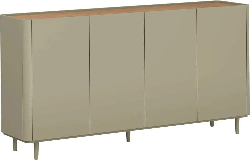 Komoda Elivo 200 cm štvordverová na nožičkách - eukalyptus / dub baltic dune