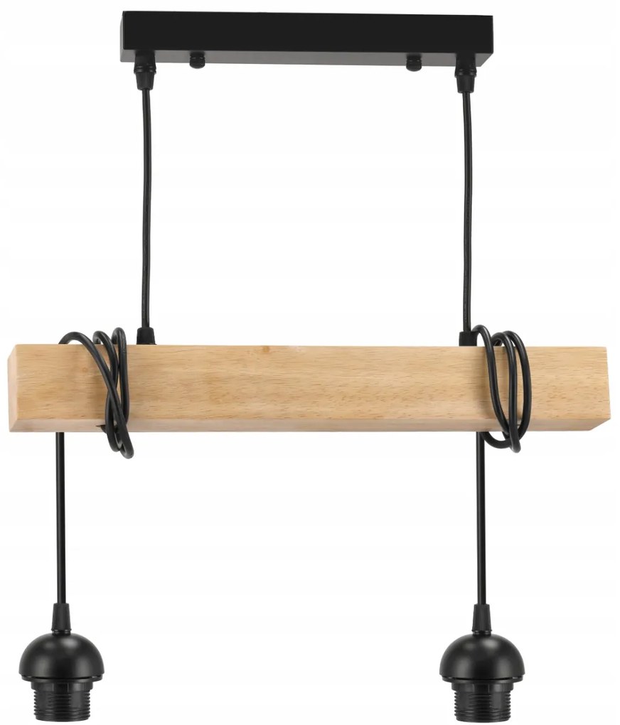 BERGE Závesné stropné svietidlo LED drevený trámový 2xE27 Luster Loft Lampshade Gold