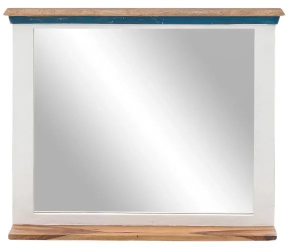 furniture-nabytek.cz - Masívne kúpeľňové zrkadlo Perth z recyklovaného dreva, lakované, biele / hnedé – 70×14×70 cm