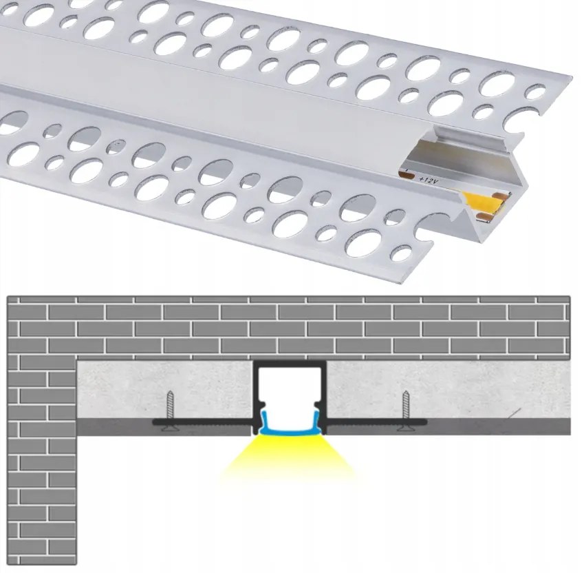 BERGE LED hliníkový profil zapustený 2m - sada