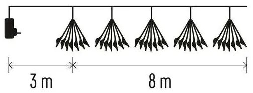 LED Vianočný reťaz 450xLED 8+3 m studená biela