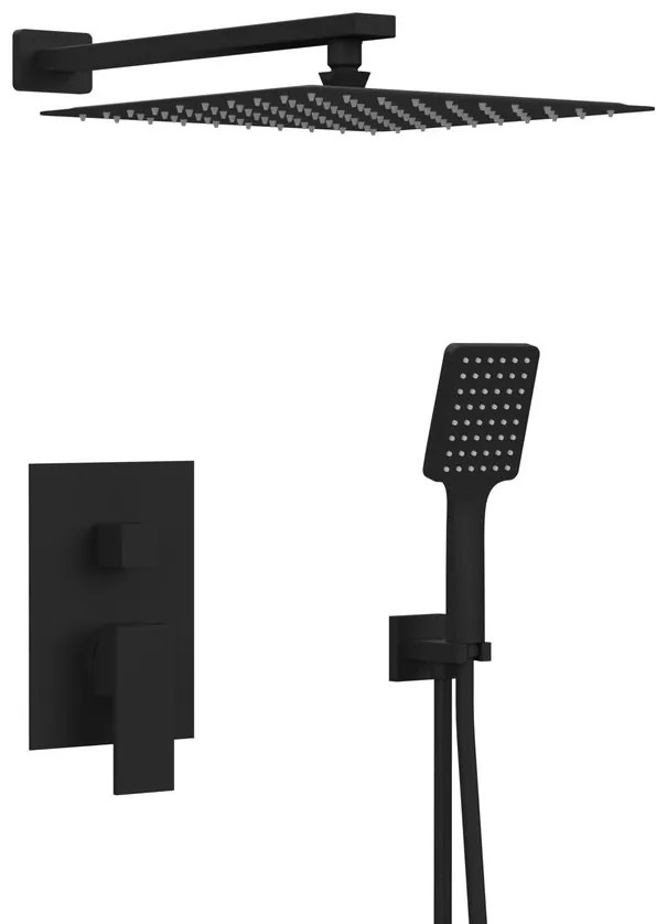 Sapho Sapho, CUBEMIX podomietková sprchová súprava s pákovou batériou, 2 výstupy, čierna mat, CM042B-01