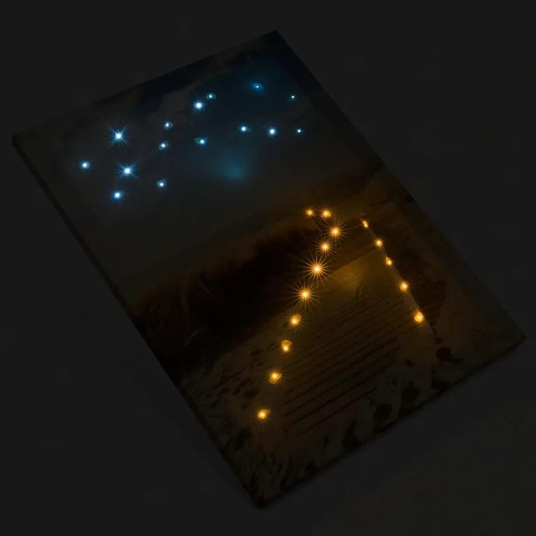 Nexos 74518 Nástenná maľba piesočná cesta na pláž, 30 LED, 30 x 40 cm