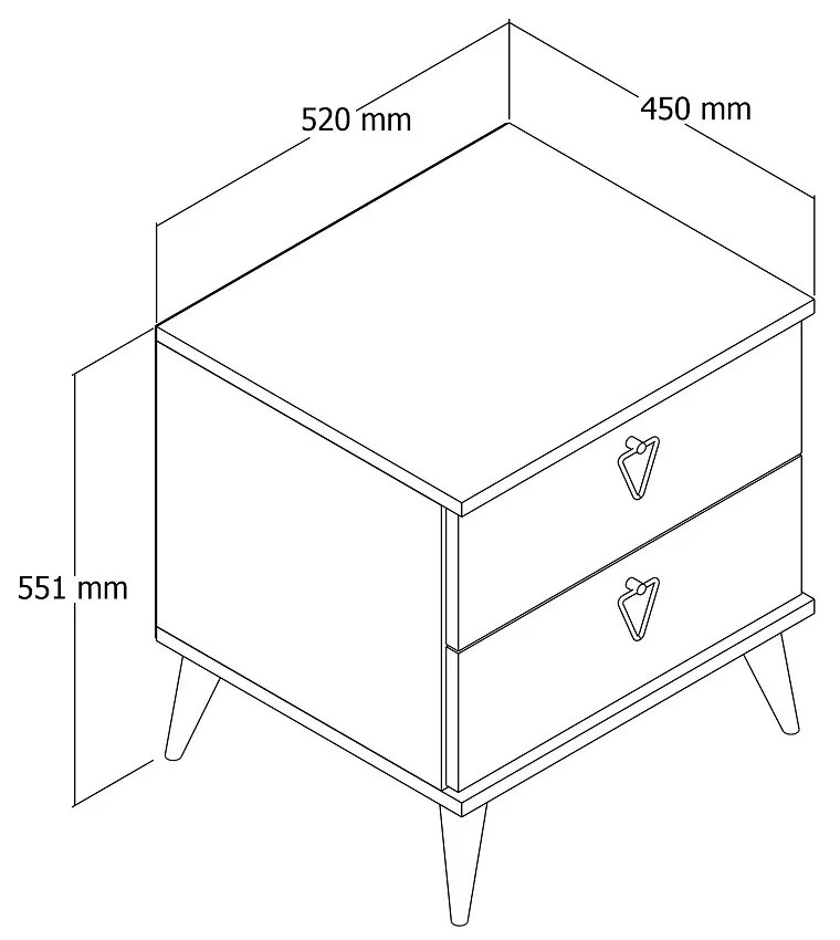 Dizajnový nočný stolík Naolin 52 cm vzor dub -Skladom na SK