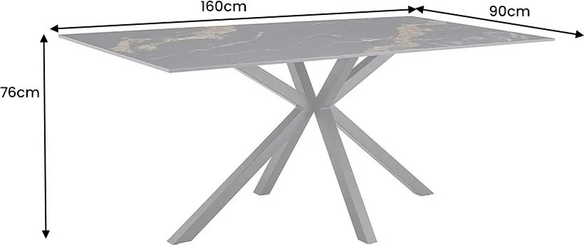 Keramický jedálenský stôl Fabrico 160 cm čierny / pieskový