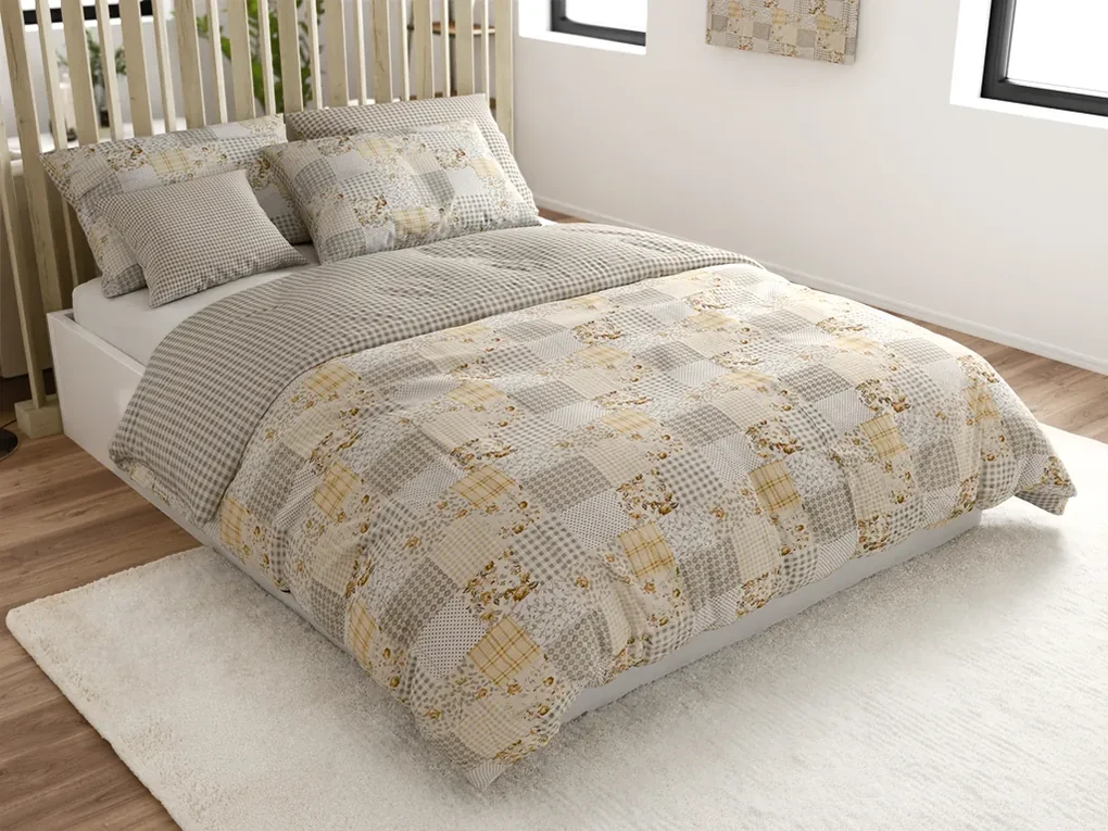 Obliečky z Renforcé bavlny PATCHWORK béžové Rozmer obliečky: 70 x 90 cm | 140 x 200 cm