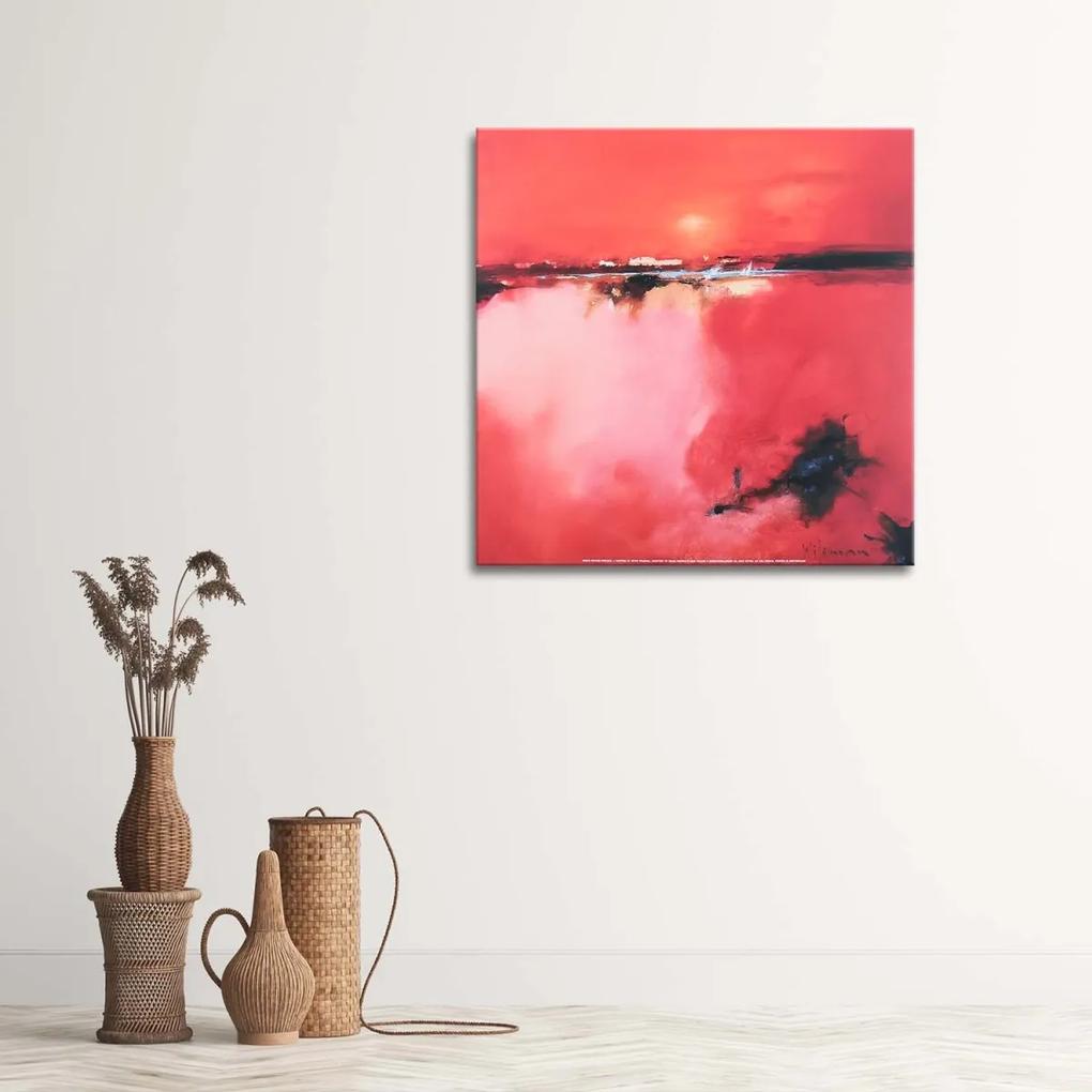 Obraz na plátně Červená abstrakce Akvarel - 40x40 cm