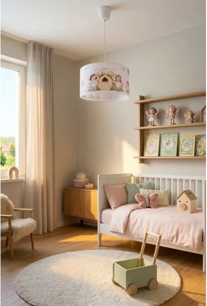Brilagi - LED detský luster na lanku BOBO 1xE27/60W/230V pr. 35 cm ružová s motívom víl