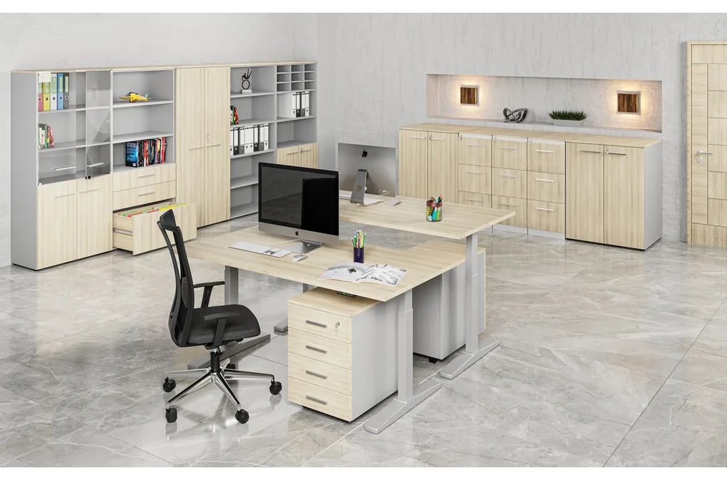 Šatníková skriňa s výsuvom PRIMO GRAY, 800 x 420 x 1781 mm, sivá/dub prírodný