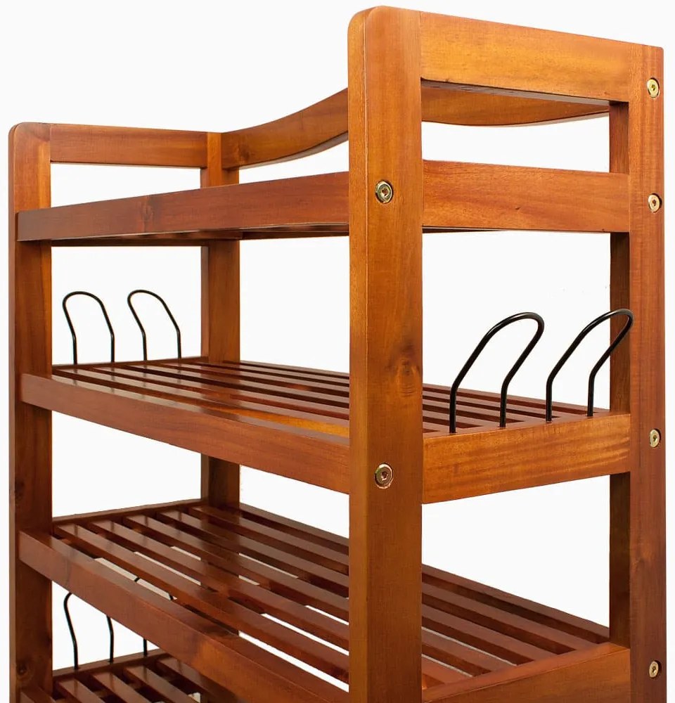 Casaria Regál na topánky RUSTIC, 5políc, 75x26x82cm, prírodná hnedá