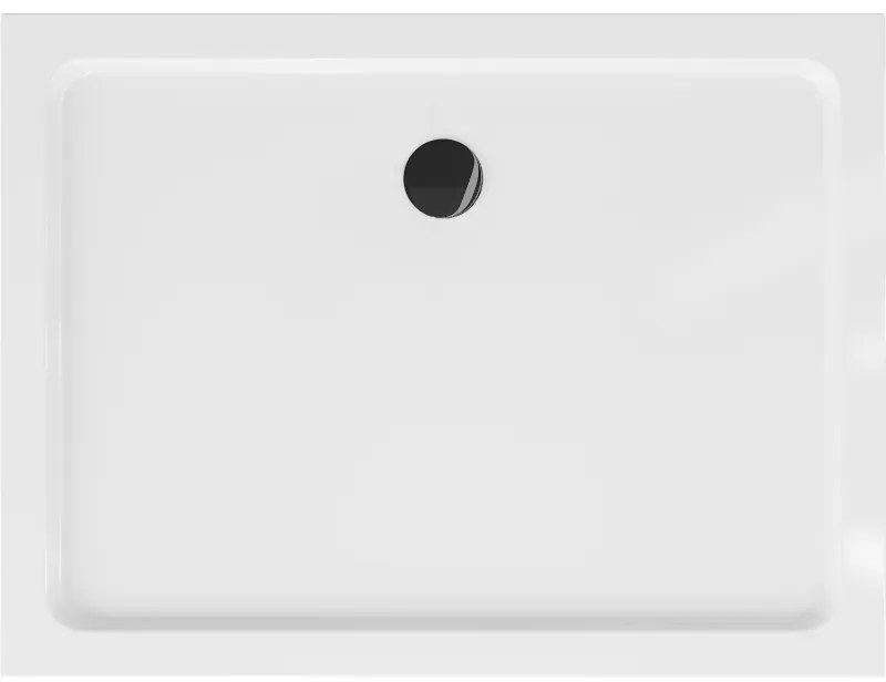 Mexen SLIM - Obdĺžniková sprchová vanička 130x90x5cm + čierny sifón, biela, 40109013B