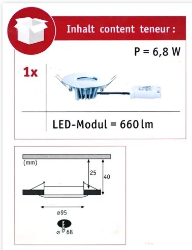 Paulmann 79669 - LED/6,8W IP44 Kúpeľňové podhľadové svietidlo HOUSE 230V
