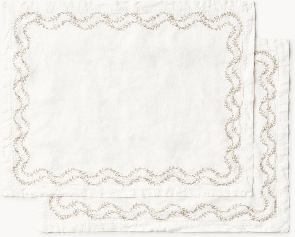 Prestierania z vypraného ľanu's ručnou výšivkou Ivy, 2 ks